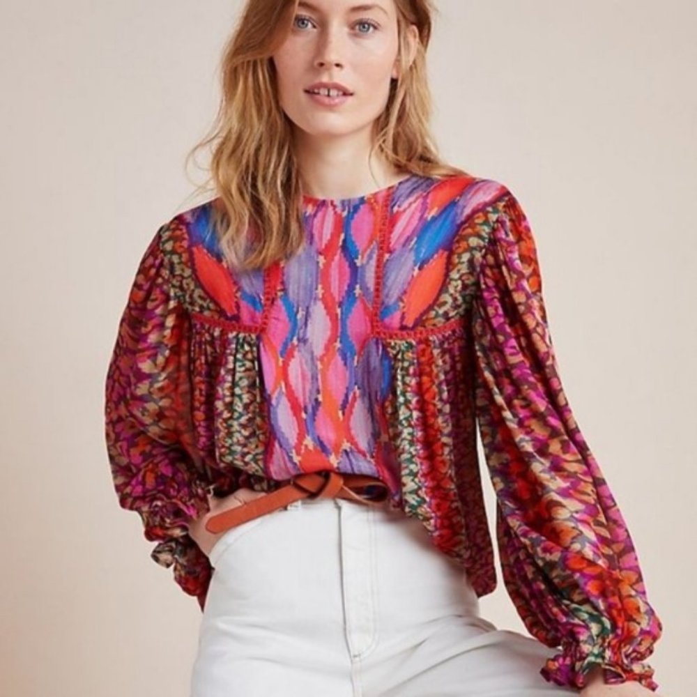 Anthropologie Women's Blouse NWT Bl-nk  Sz S Small